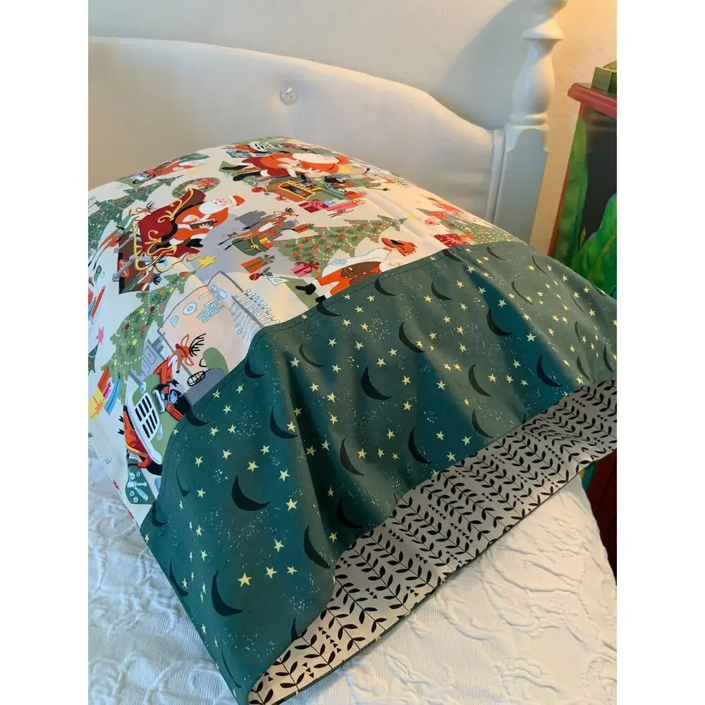 Handmade Santa's Garage Pillowcases, Alexander Henry Quilting Cotton